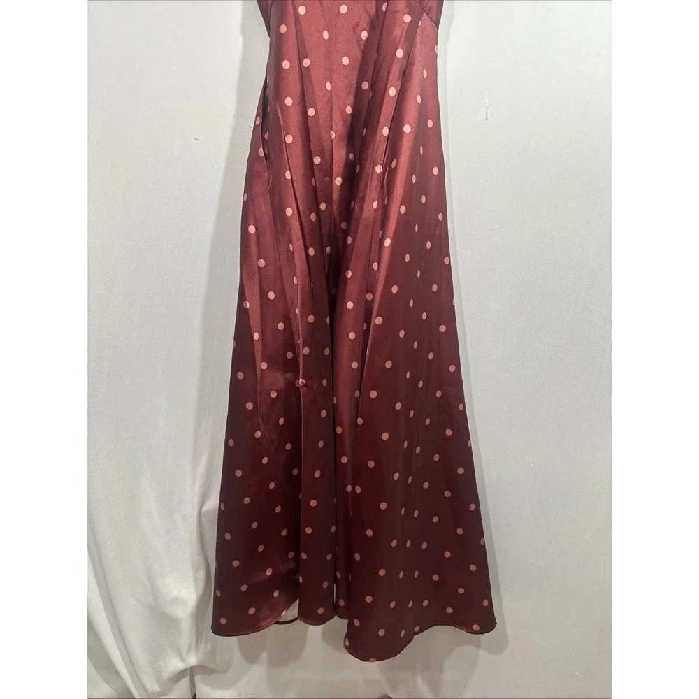 NEW $350 Hutch [ 4 ] Victoria Polka‎ Dot Strapless Gown in Pomegranate Red Q1297